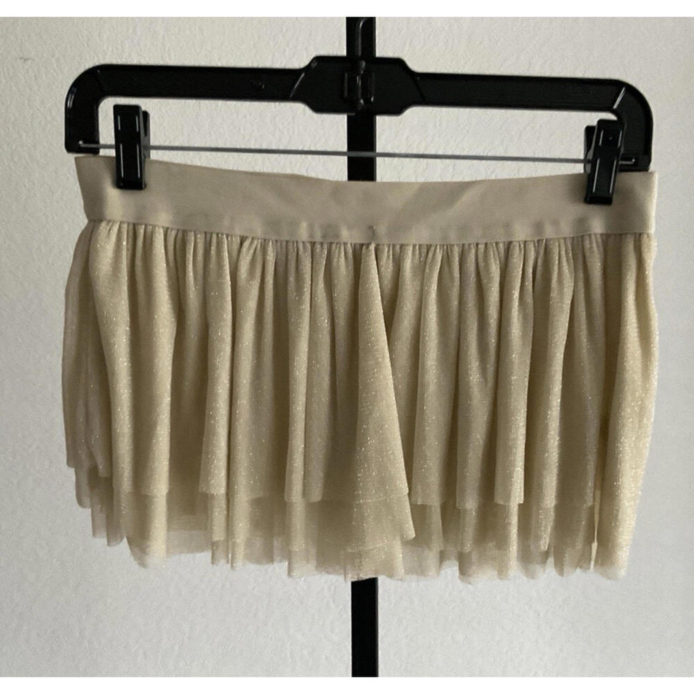 Bear Dance Kids Sparkle Layered Tutu Mini Skirt Beige – S/M/L